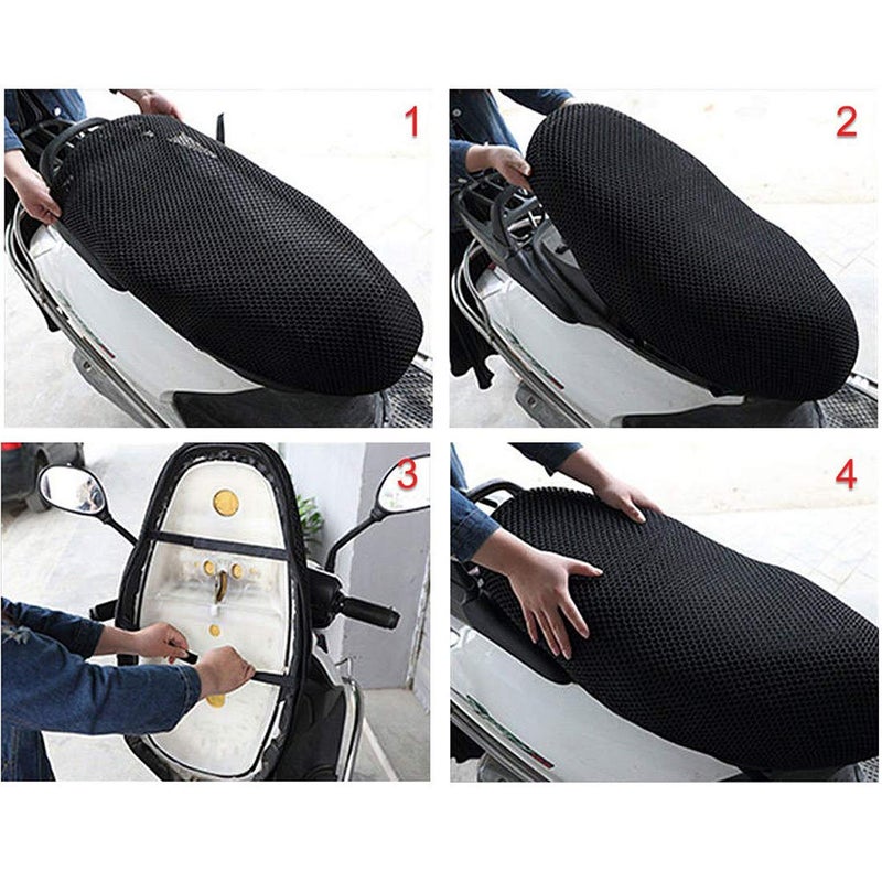 AUTUT Universal Seat Cover for Dirt Bike,Motorcycle Scooter Moped Seats Cover 3D Spacer Mesh Fabric Soft Anti-Slip Cushion Seat(XXL,Black) - Image 2